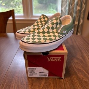 Green Checkerboard Vans Slip-on
